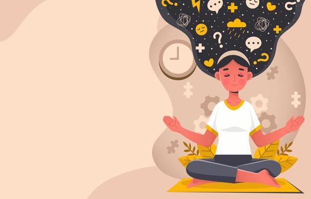 mental-health-awareness-with-meditation-background-free-vector